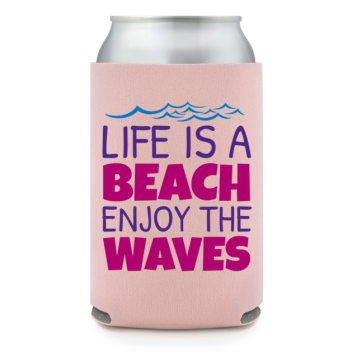 Full Color Foam Collapsible Can Coolers Summer Life Is A Beach Enjoy The Waves Style 139891