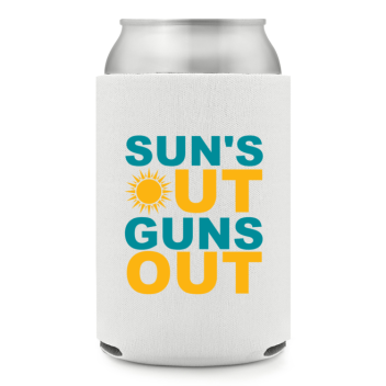 Full Color Foam Collapsible Can Coolers Summer Sun's Out Guns Out Style 138264