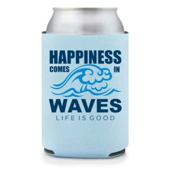 Full Color Foam Collapsible Can Coolers Summer Happiness Comes In Waves Life Is Good Style 138013