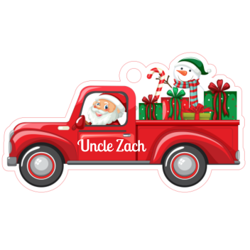 Personalized Santa Snowman In Gift Truck Ornaments