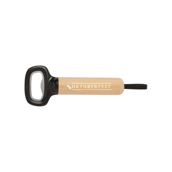 Bamboo Bottle Opener With Silicone Strap