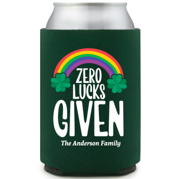 Zero Lucks Given St. Patrick&rsquo;s Full Color Can Coolers