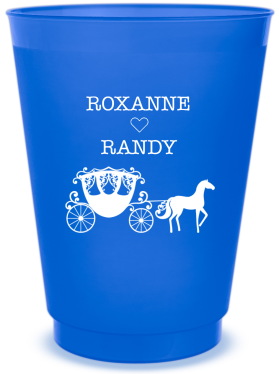 Custom Life Love And Happiness Carriage Fairytale Wedding Frosted Stadium Cups