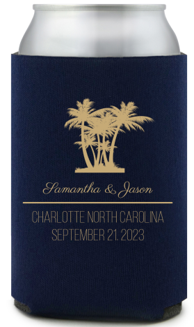 Personalized Love At The Beach Wedding Full Color Can Coolers