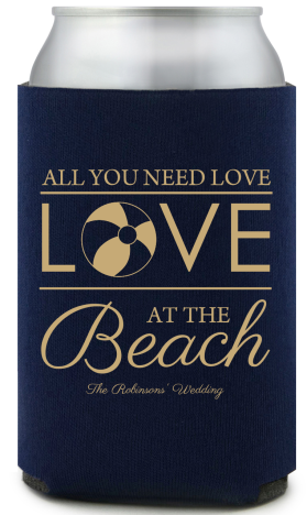 Personalized Love At The Beach Wedding Full Color Can Coolers