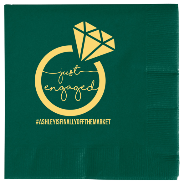Custom Large Diamond Ring Just Engaged Premium Napkins