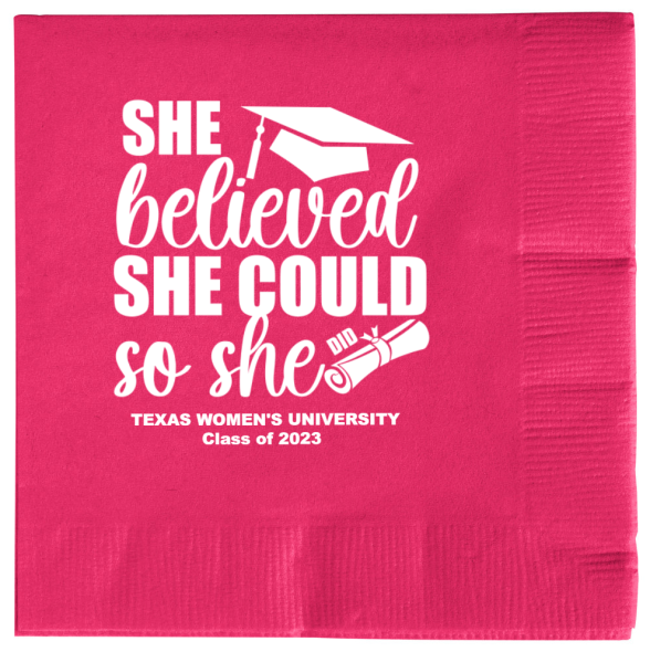 Custom She Believed So She Did Graduation Premium Napkins