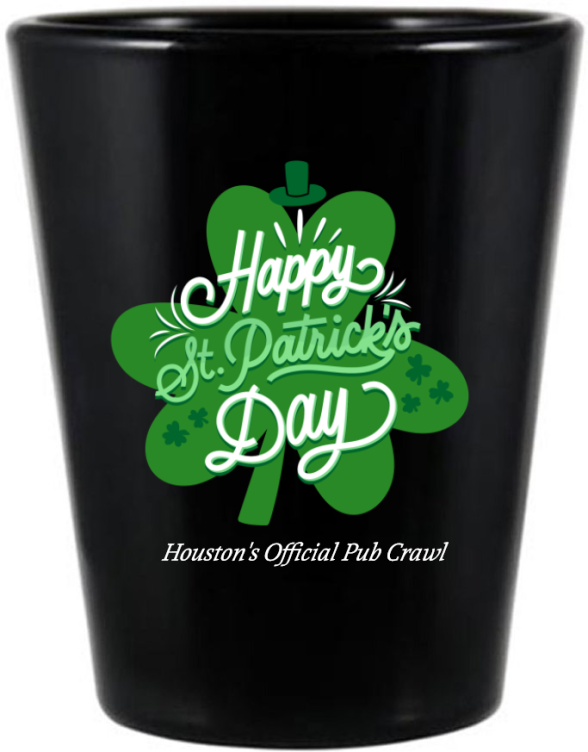 Happy St. Patrick&rsquo;s Day Black Shot Glass