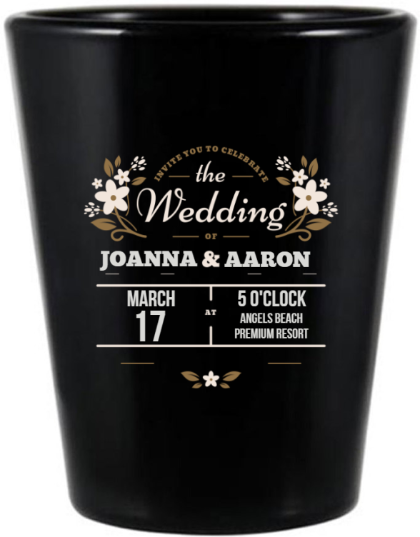 Personalized Wedding Invitation Details Black Shot Glasses