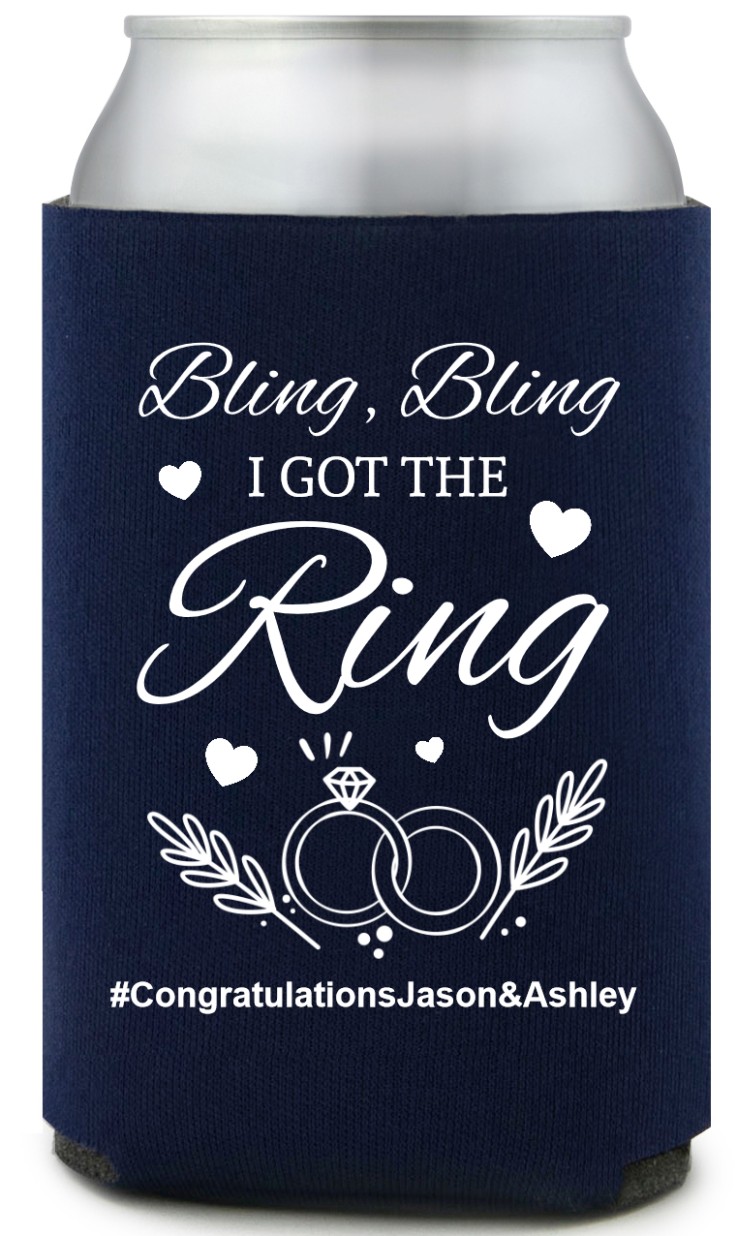 Custom Bling Bling I Got The Ring Engagement Full Color Can Coolers