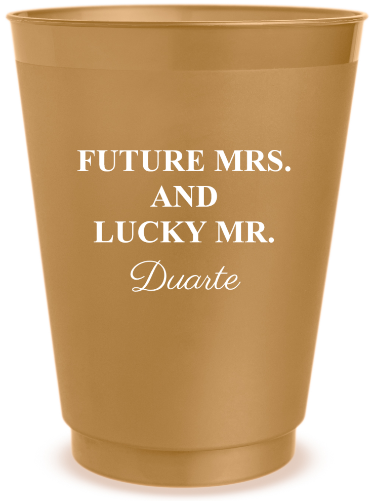 Custom Future Mrs. And Lucky Mr. Engagement Frosted Stadium Cups