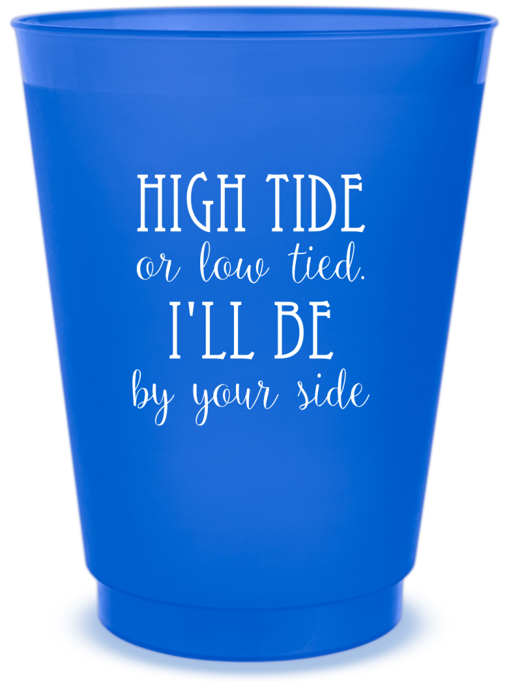 Custom High Or Low Tide By Your Side Beach Wedding Frosted Stadium Cups