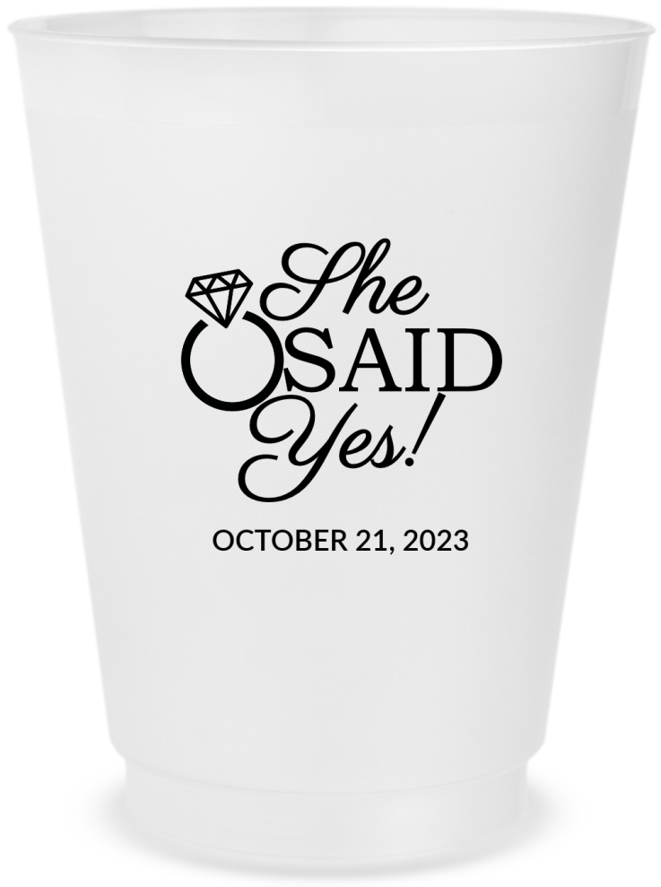 Custom Initials She Said Yes Engagement Frosted Stadium Cups