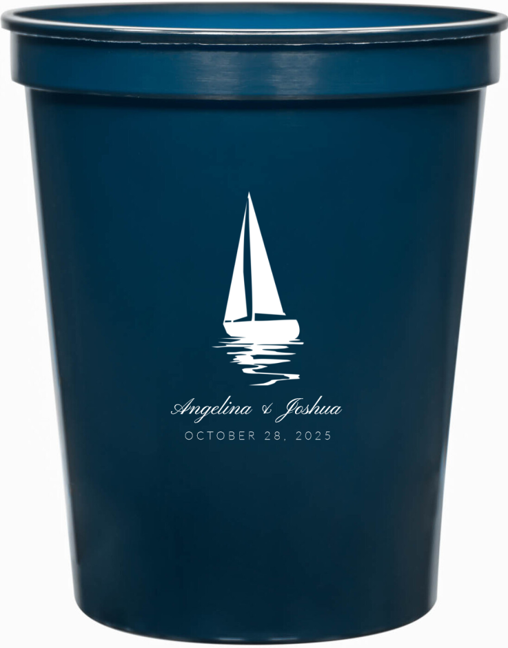 Custom I’ll Be By Your Side Sailboat Nautical Wedding Stadium Cups