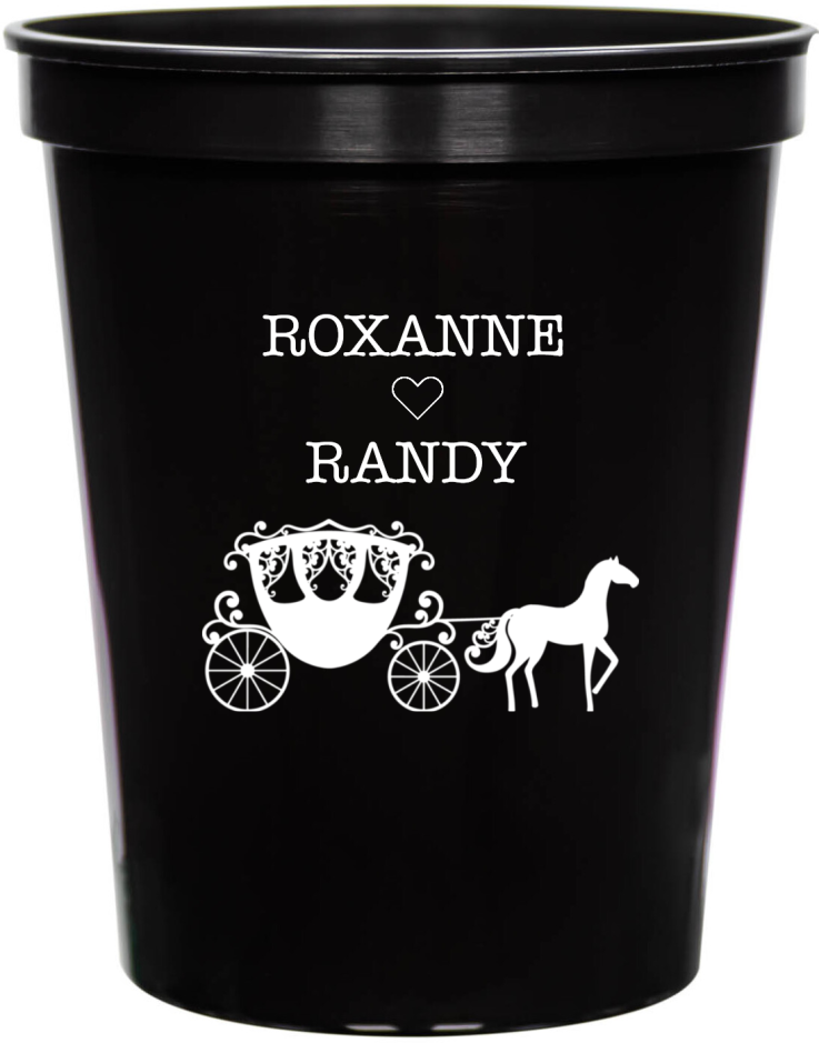 Custom Life Love And Happiness Carriage Fairytale Wedding Stadium Cups