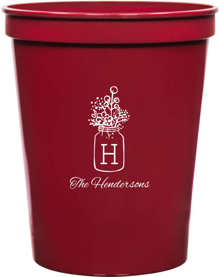 Custom Mason Jar Boho Wedding Stadium Cups
