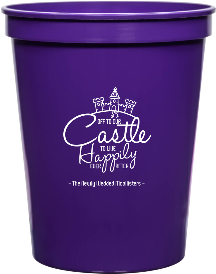 Custom Off To Our Castle Happily Ever After Fairytale Wedding Stadium Cups