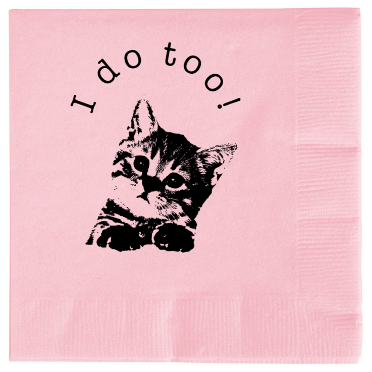 Customized Cat I Do Too Pet Wedding Premium Napkins