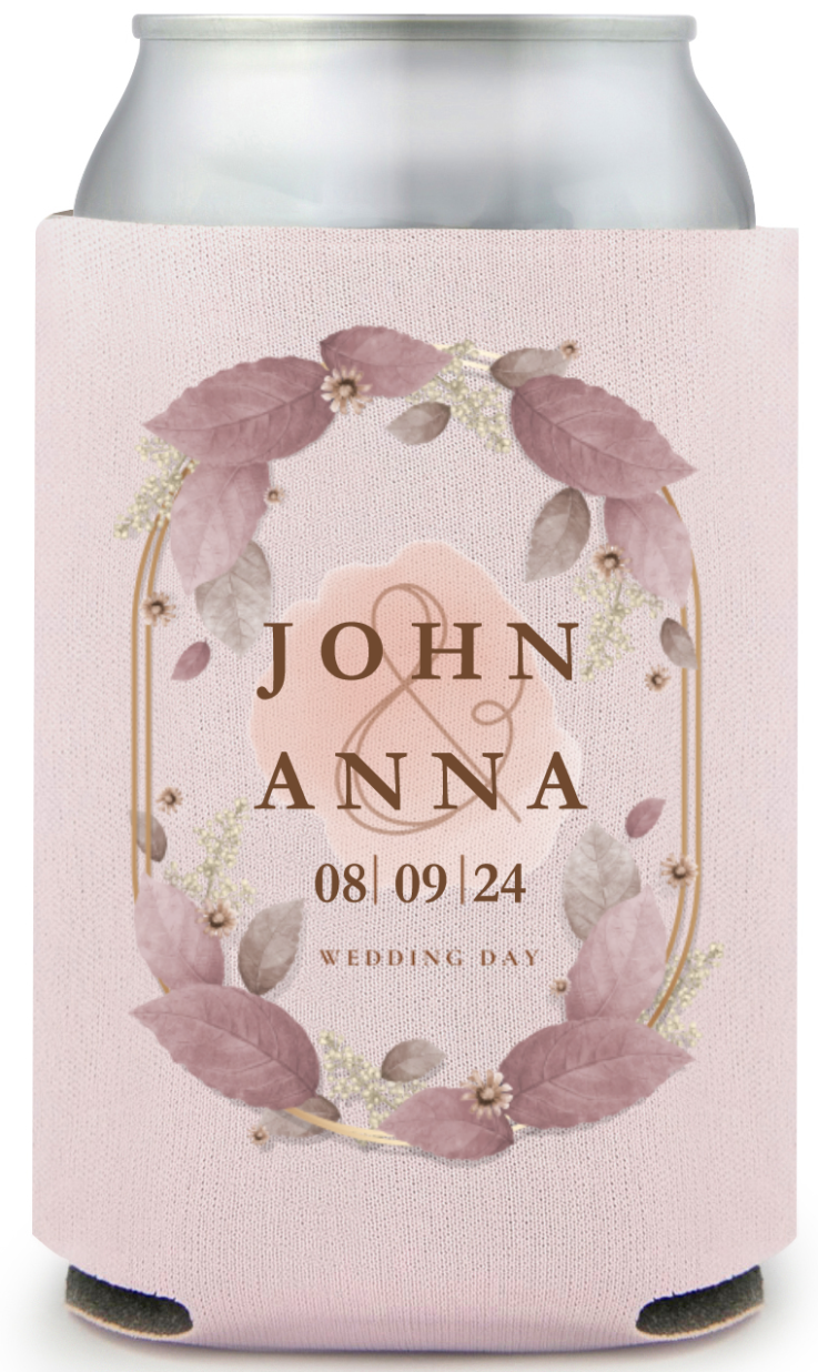Customized Elegant Watercolor Florals Wedding Full Color Can Coolers