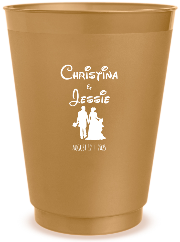 Customized Happily Ever After Fairytale Castle Wedding Frosted Stadium Cups