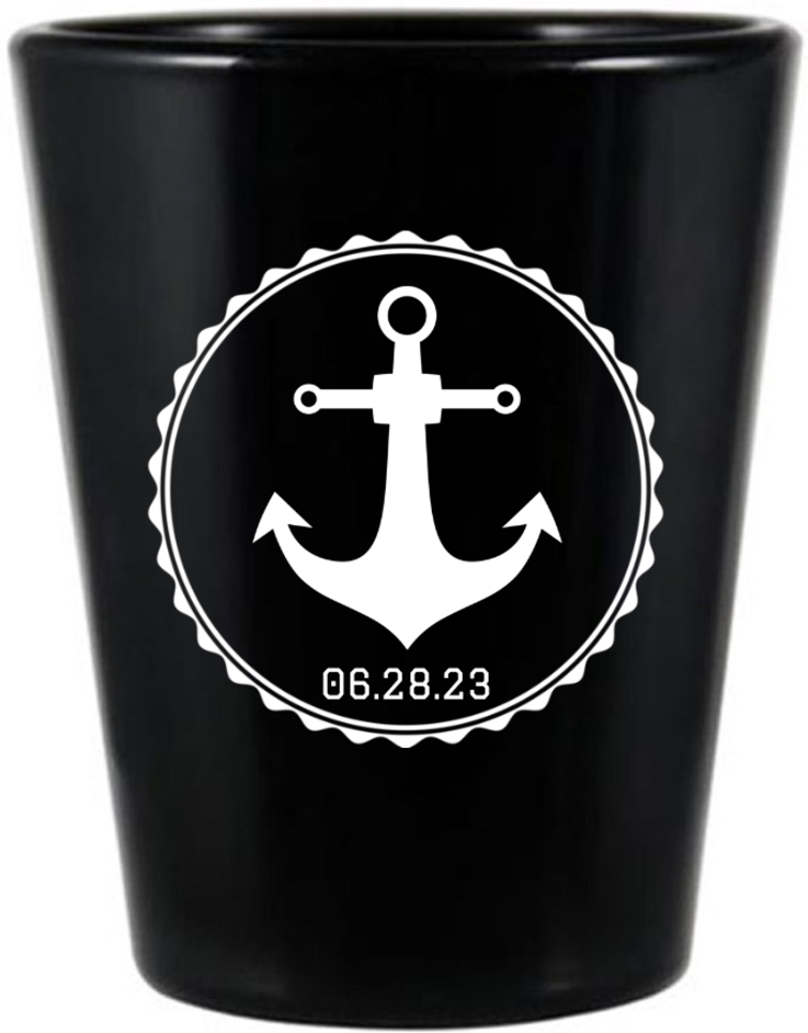 Customized Love Anchors The Soul Beach Wedding Black Shot Glasses
