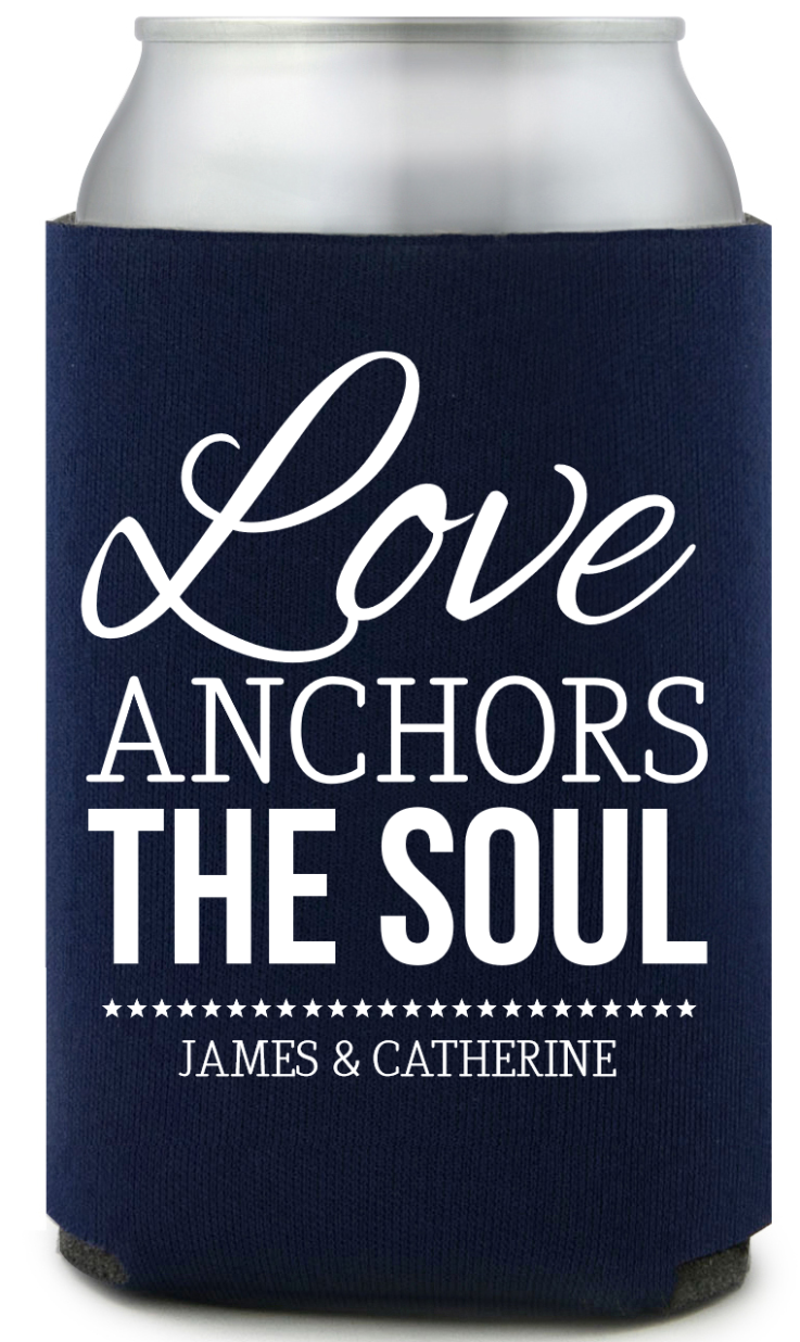 Customized Love Anchors The Soul Beach Wedding Full Color Can Coolers