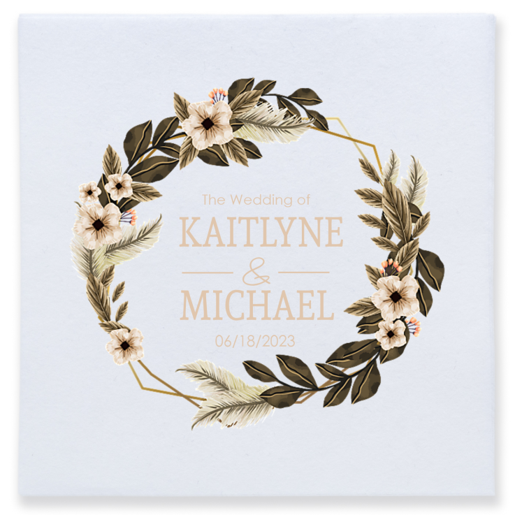 Customized Names Ethereal Bohemian Wedding Premium Full Color Napkins