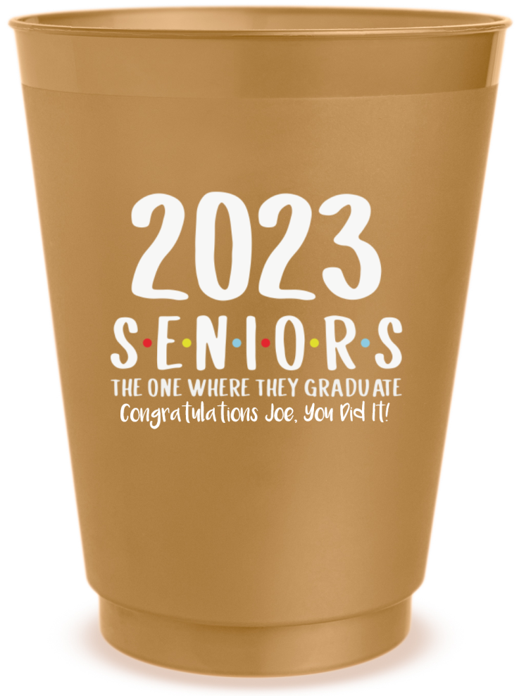 Personalized Friends Themed Graduation Frosted Stadium Cups