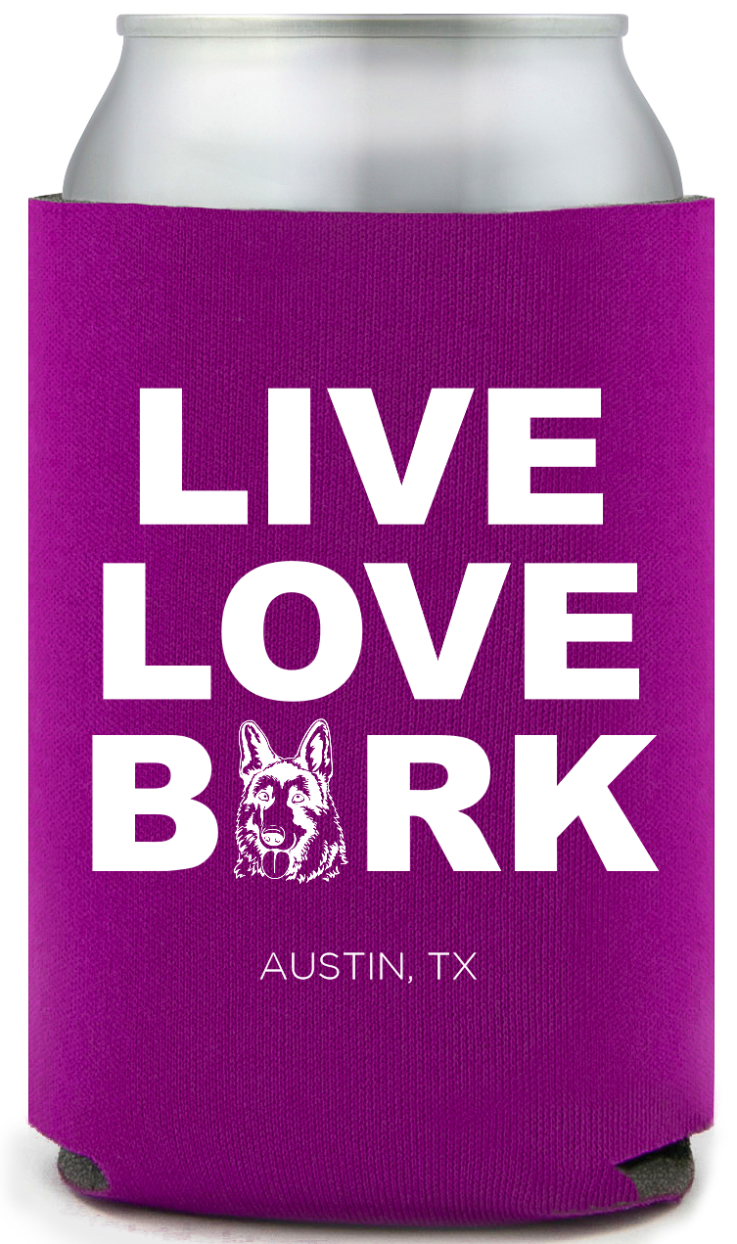 Personalized German Shepherd Live Love Bark Pet Wedding Full Color Can Coolers
