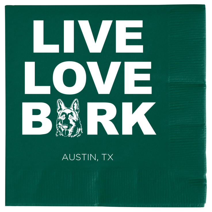 Personalized German Shepherd Live Love Bark Pet Wedding Premium Napkins
