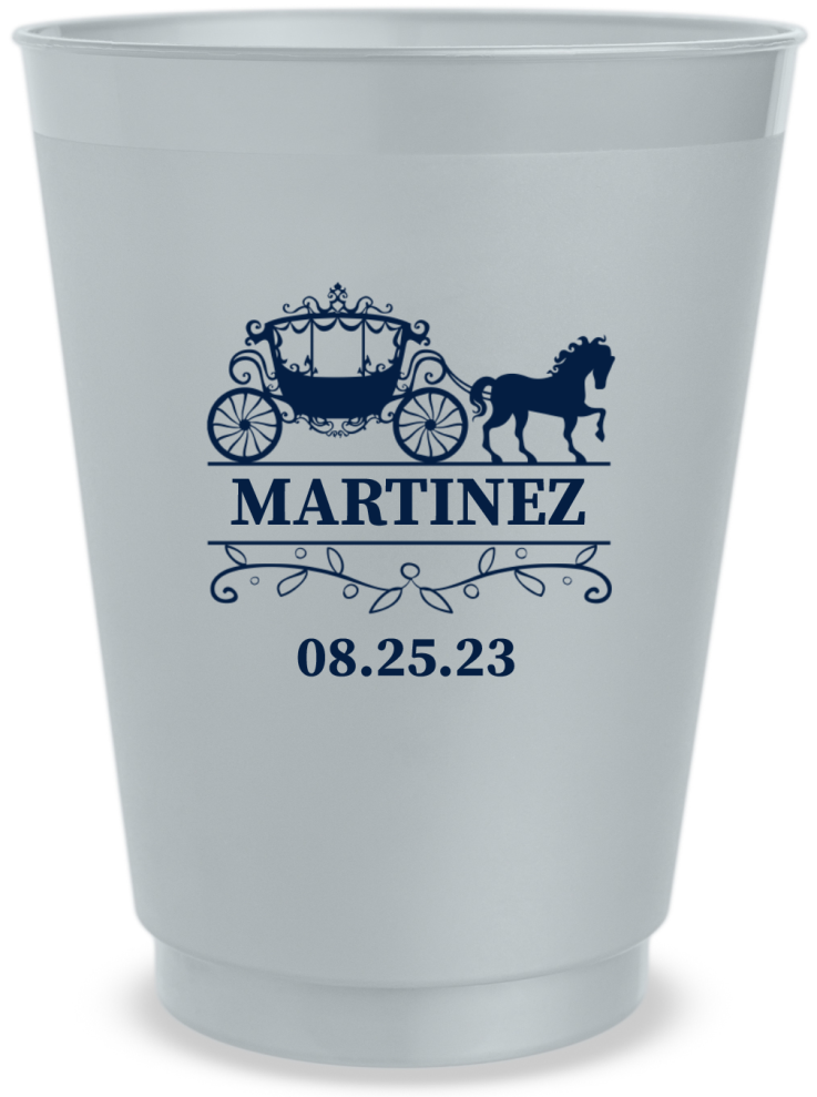 Personalized Monogram Carriage Fairytale Wedding Frosted Stadium Cups