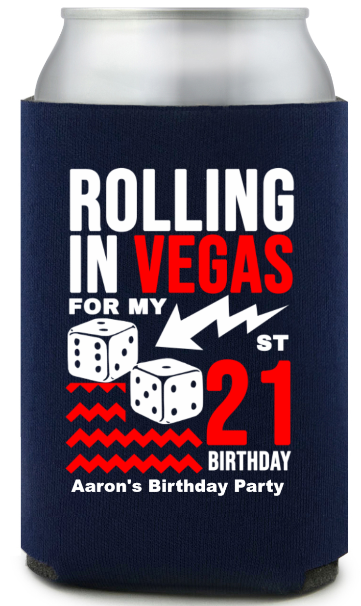 Rolling In Vegas 21st Birthday Full Color Can Coolers