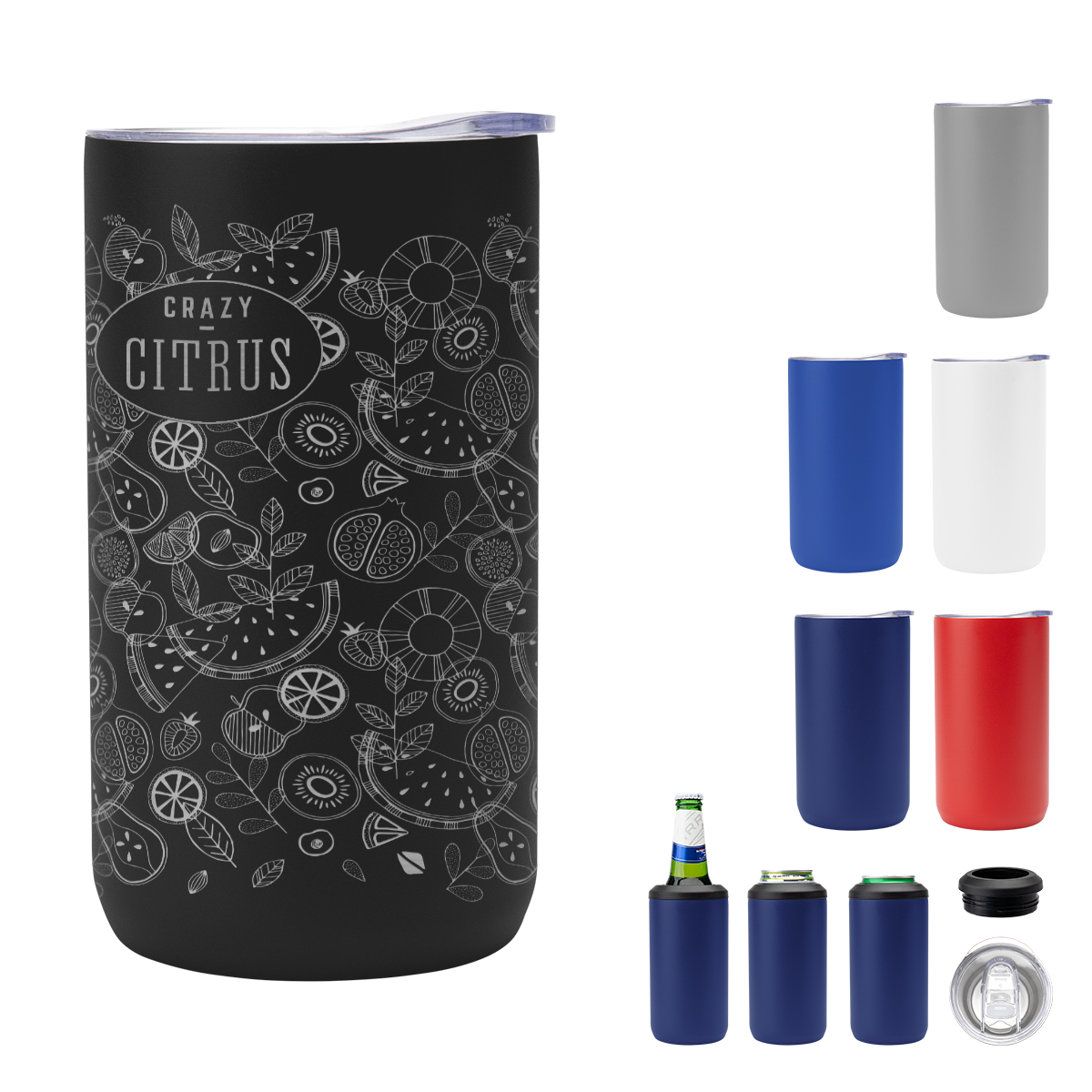 12 Oz. Full Laser 4-In-1 Double Walled Can Cooler
