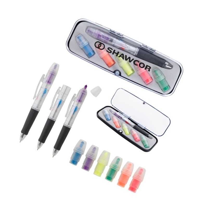 Tri-Color Pen And Highlighter Set