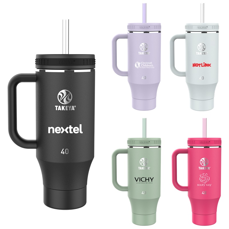 Custom Takeya® 40 Oz. Straw Tumbler With Handle