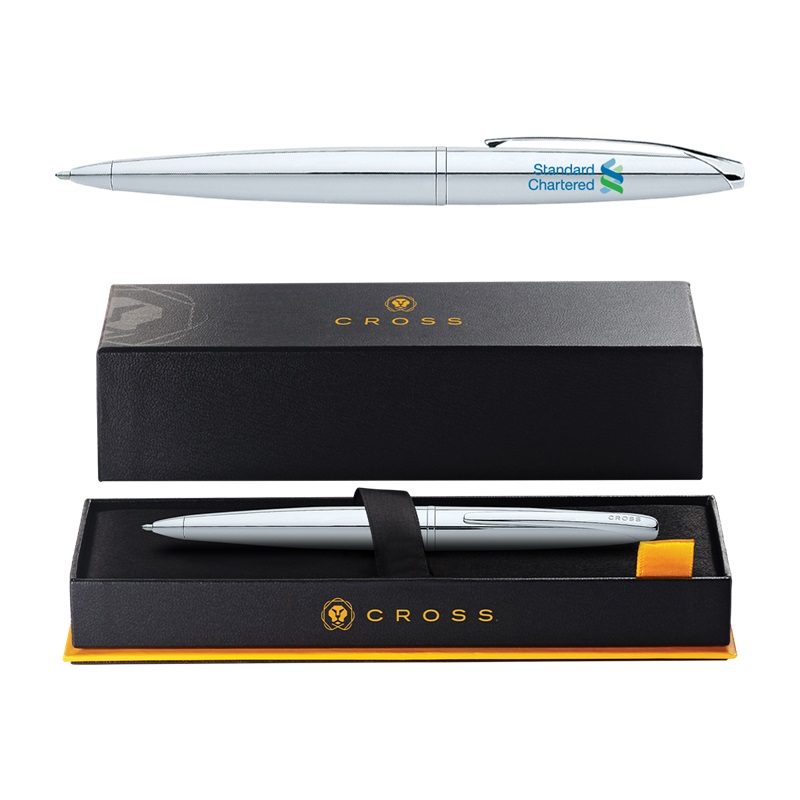Custom Cross&reg; ATX Pure Chrome Ballpoint Pen With Premium Gift Box