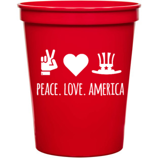 Holidays & Special Events Peace Love America 16oz Stadium Cups Style 136176