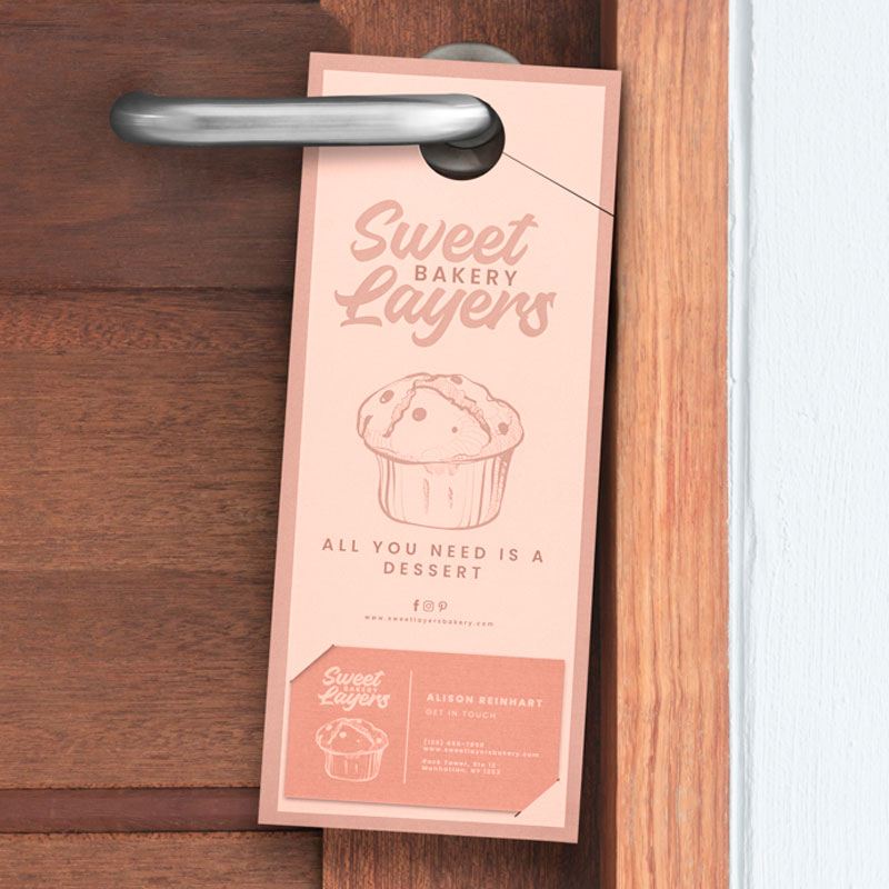 10.5" X 4.25" Door Hanger With Slits For Business Card