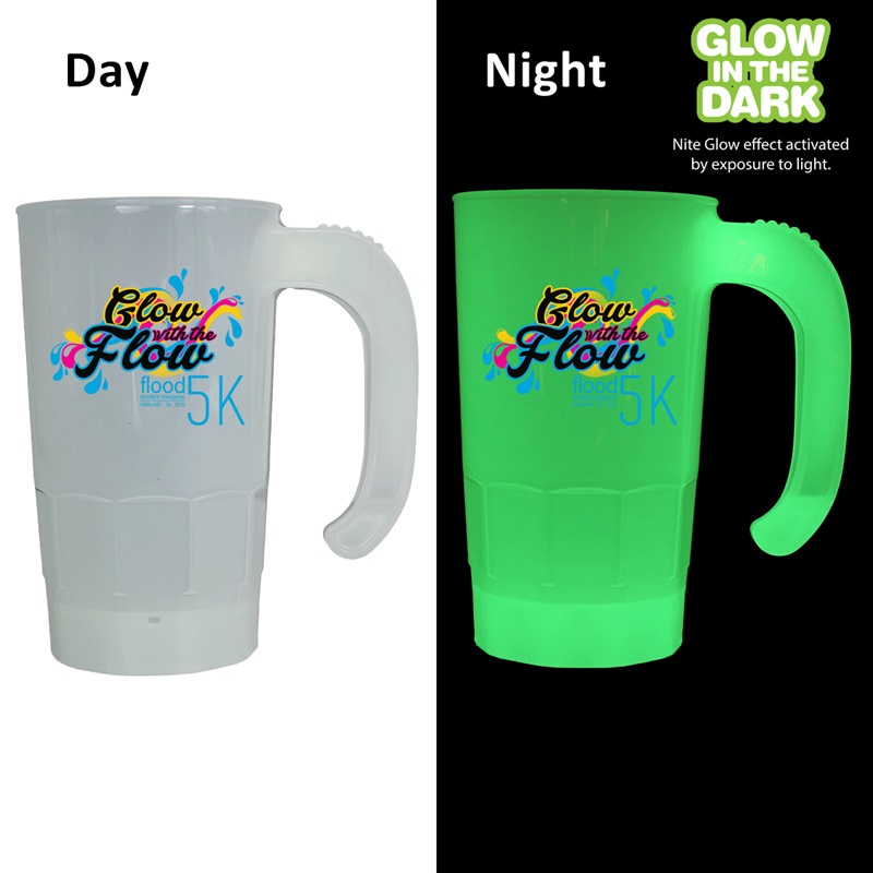 20 Oz. Full Color Digital Glow In The Dark Stackable Beer Stein - One Side Printing
