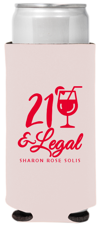21 And Legal Birthday Full Color Slim Can Coolers