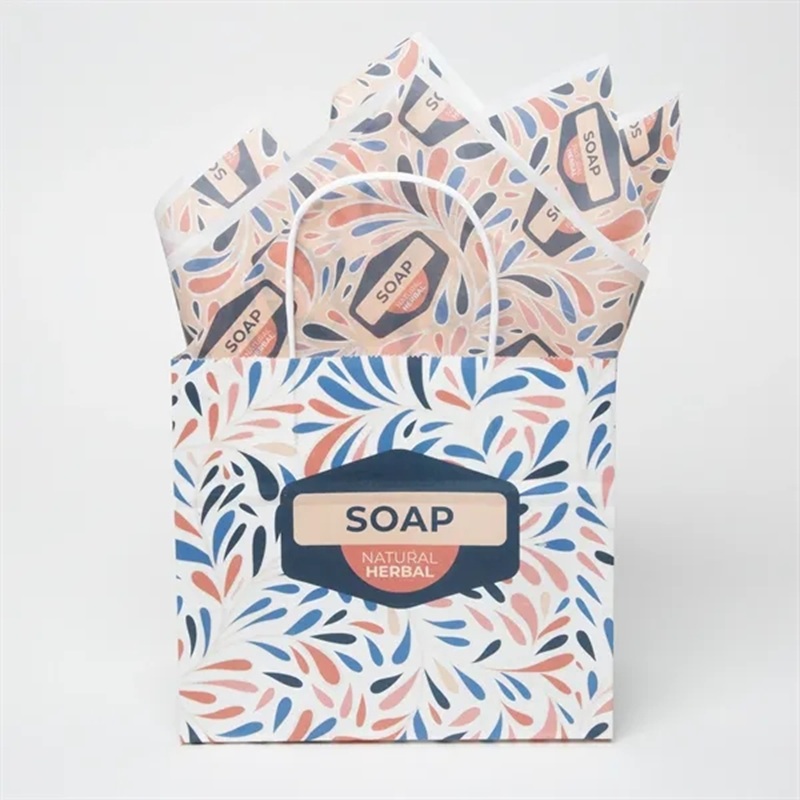 Short White Handle Shoppers With Tissue Paper Bundle