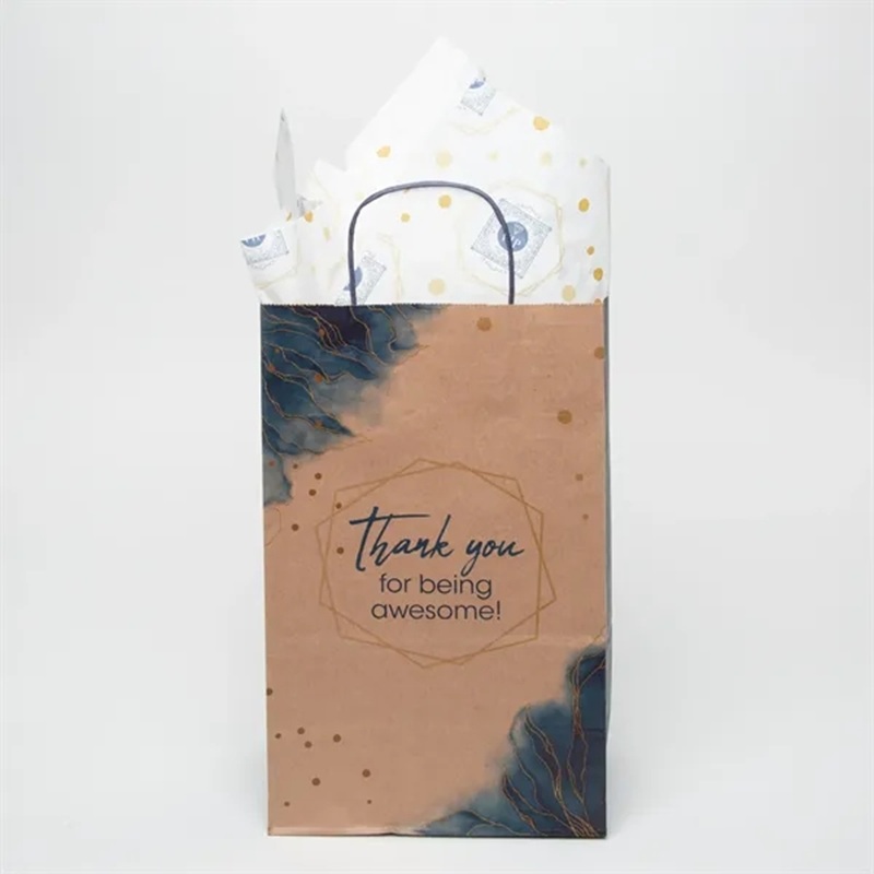Tall Natural Handle Shoppers With Tissue Paper Bundle
