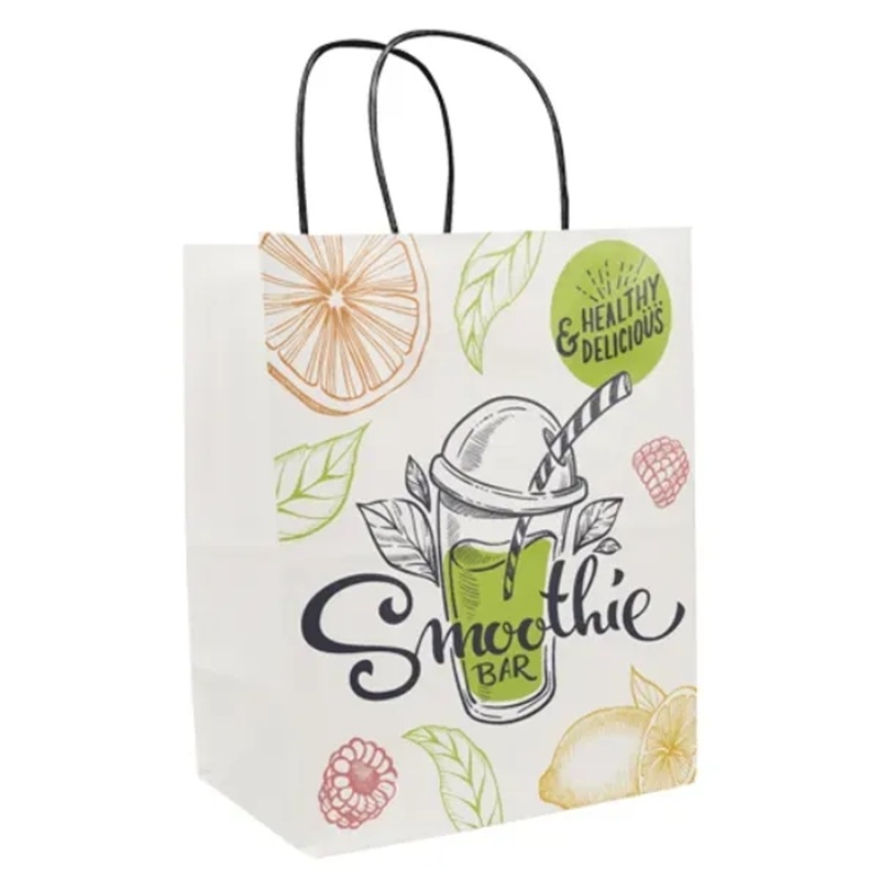 White With Black Handle Shopper Paper Bags
