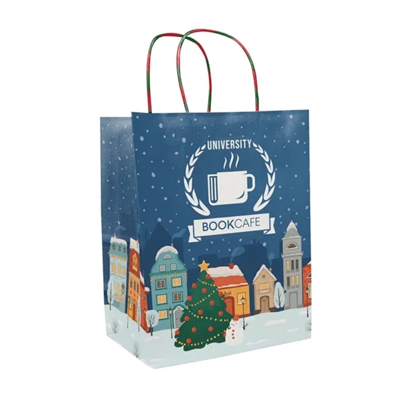 Multi-sided Full Color White Holiday Handled Shopper