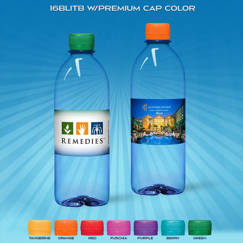 16.9 Oz Blue Bullet Bottle With Premium Cap Color