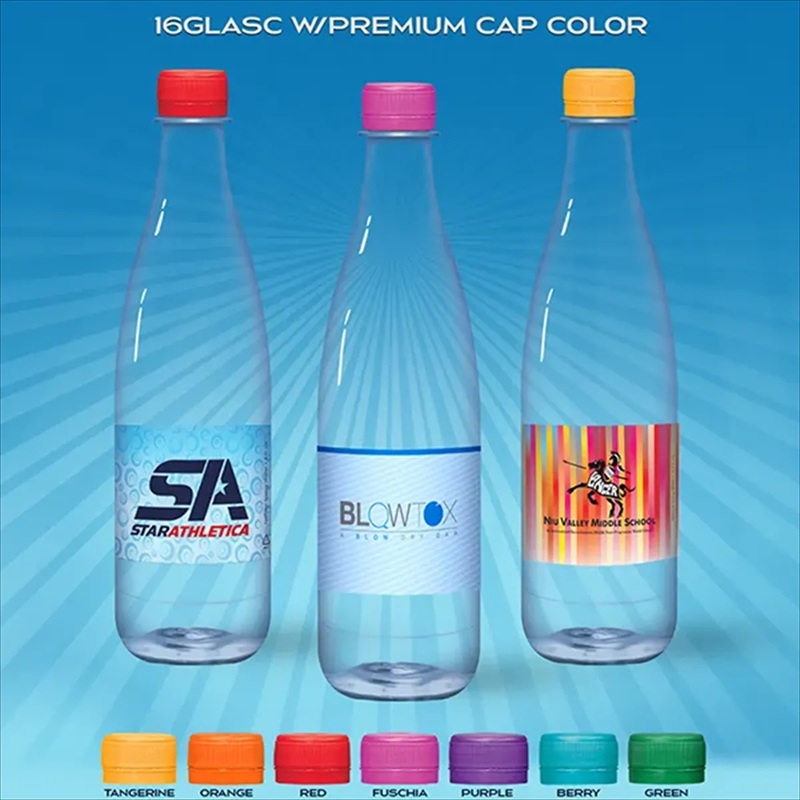 16.9 Oz Clear Glastic Bottle With Premium Cap Color