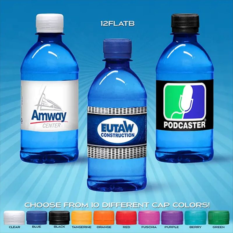 12 Oz Blue Tinted Bottle With Flat Cap