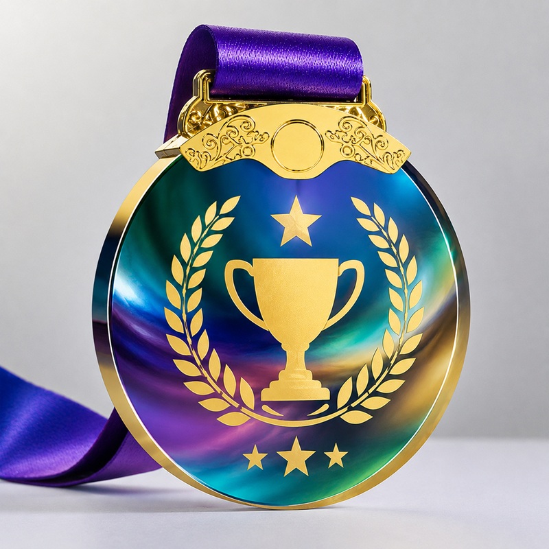 Metal Inlay Crystal Medal