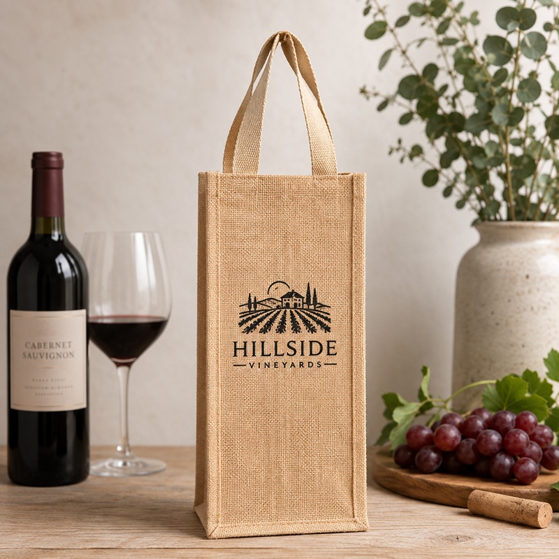 2 Wine Bottle Jute Bags