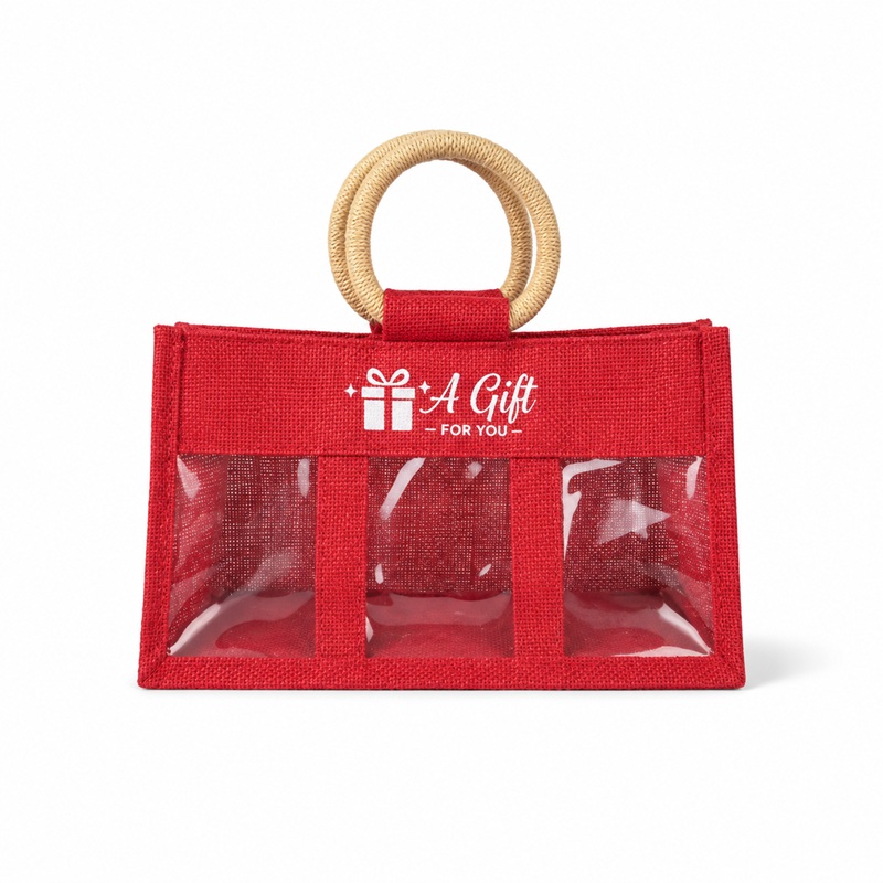 Clear Front Jute Gift Bags